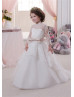 Long Sleeves Lace Tulle Floor Length Fairytale Flower Girl Dress 